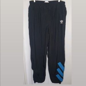 Vintage Adidas Large Track Jogger Sweatpants Pants Blue Stripe Zip Sides 90s D8